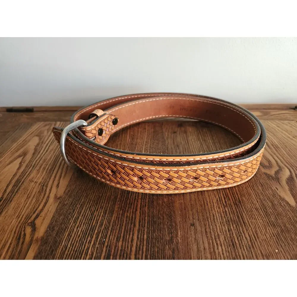 Tex Tan Stitched Genuine Cowhide Brown Belt Size 46 Made In USA